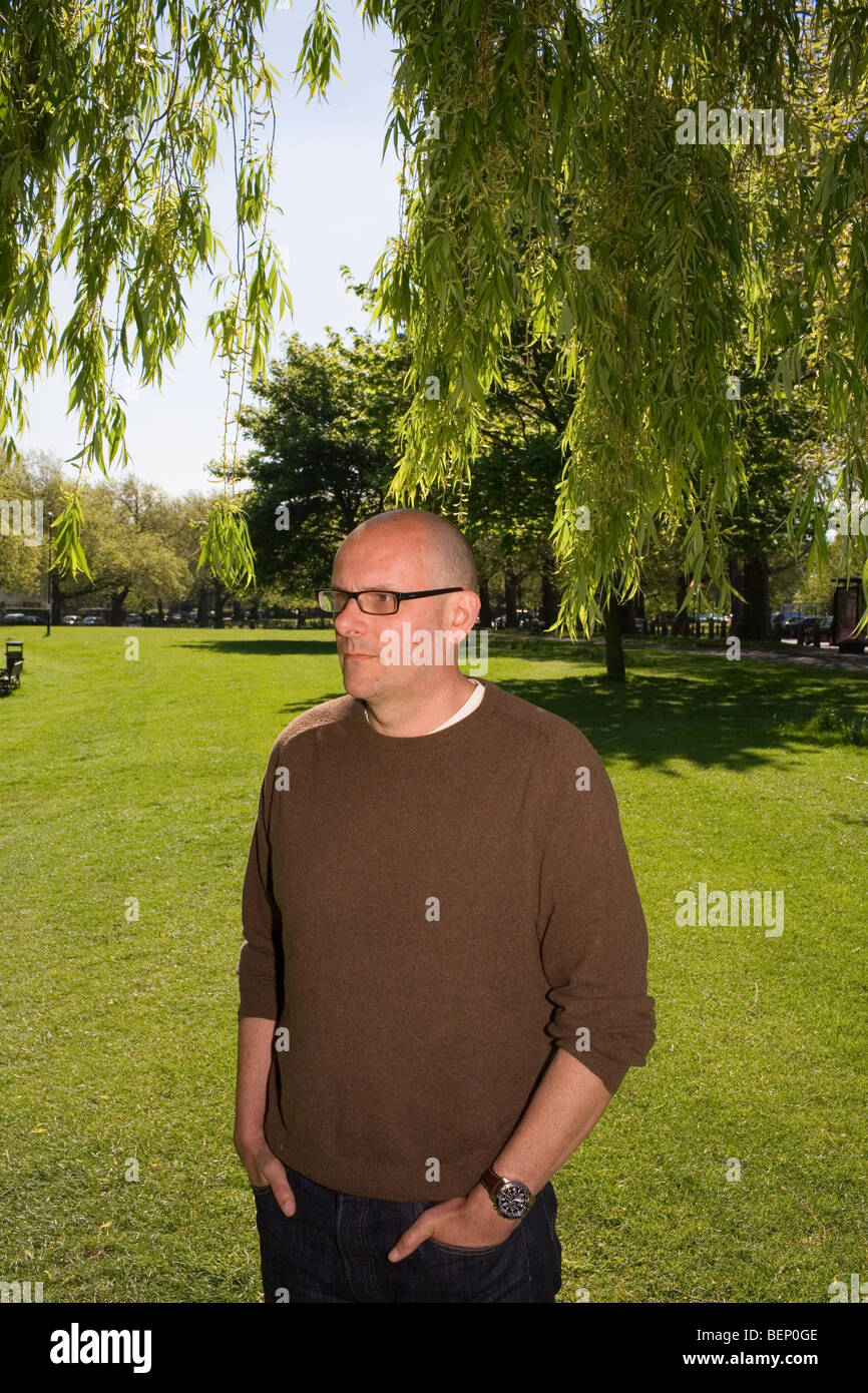 Peter Beaumont, foreign affairs editor at the UK Observer newspaper outside his home in East London. Stock Photo
