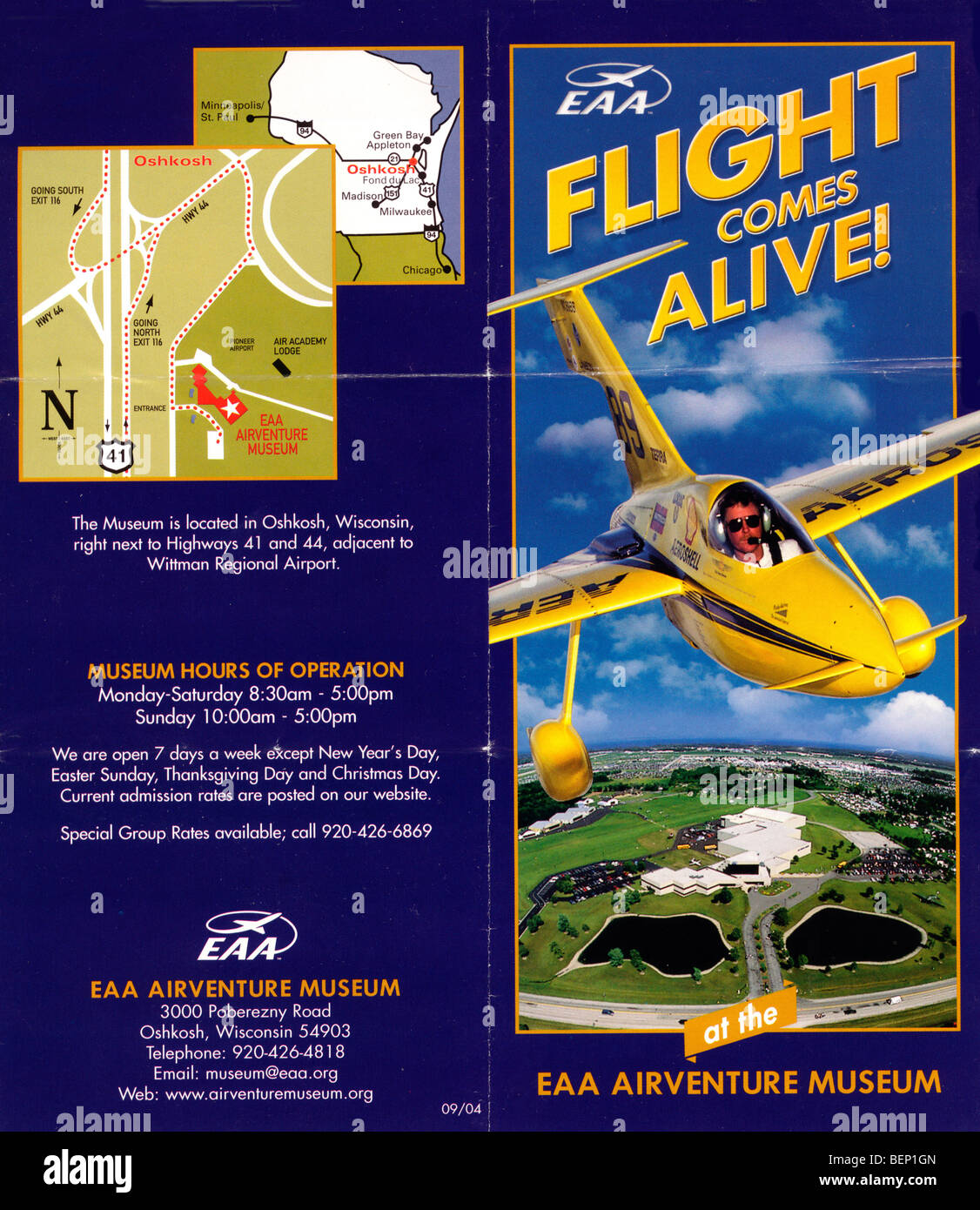 The EAA Airventure Museum at Oshkosh Wisconsin information pamphlet and