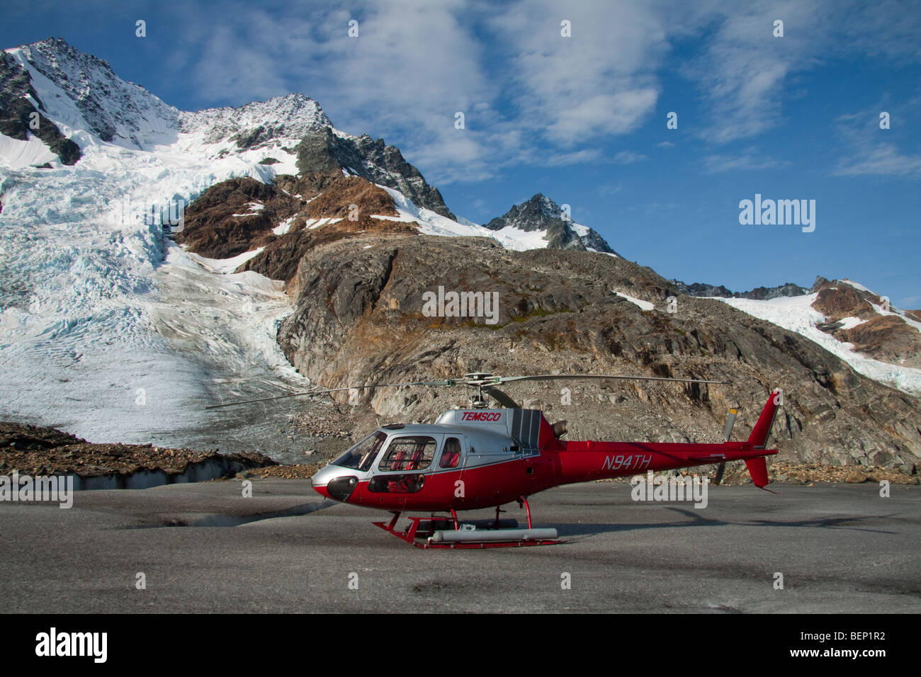 Helicopter on Meade Glacier near Skagway Alaska Stock Photo Alamy