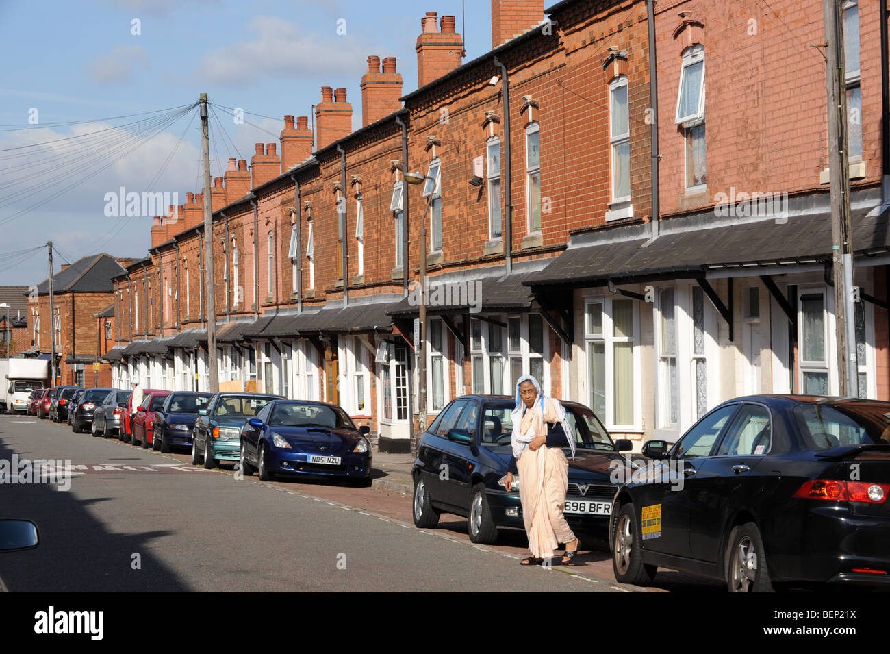 Terraced houses in Nelson Road in the Aston area of Birmingham Stock