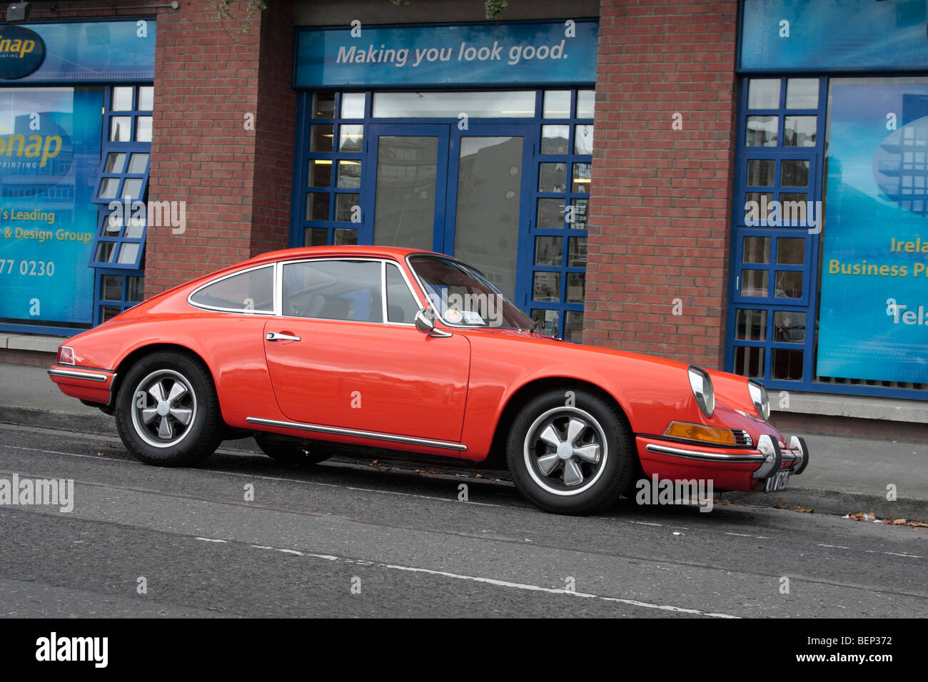 A Porsche 911S parked on the Quays in Dublin Ireland Stock Photo