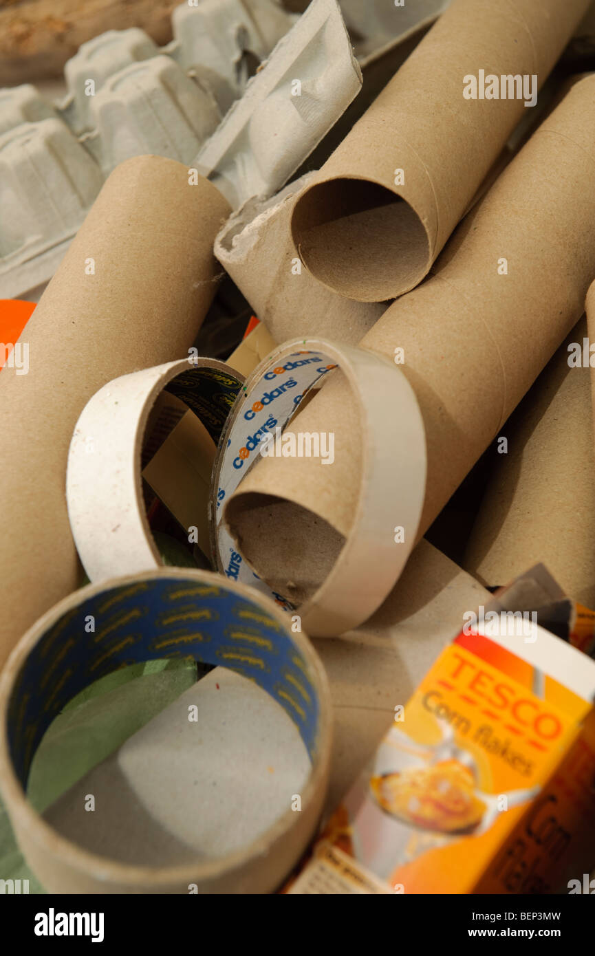 Cardboard tubes ready for recycling and reuse UK Stock Photo Alamy