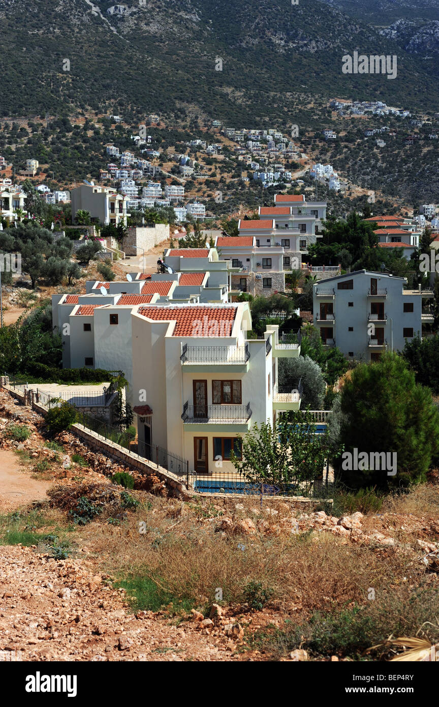 Holiday villas round the bay of Kalkan Stock Photo