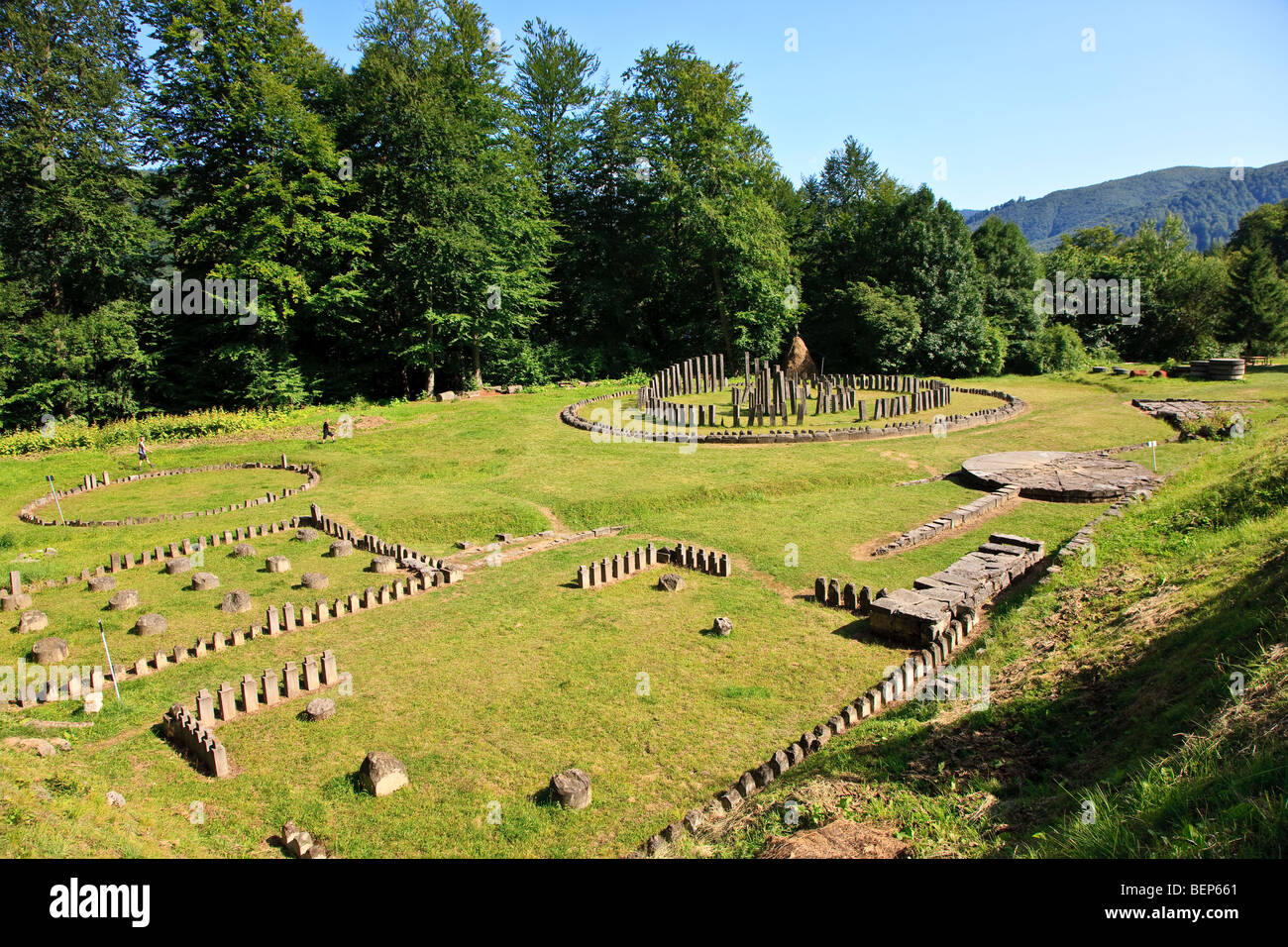 Overview sanctuary of the stronghold Sarmizegetusa Regia (capital of the dacian kingdom before the roman conquest), Romania Stock Photo