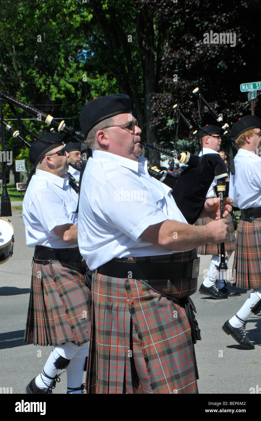 Bagpipers playing in parade Stock Photo Alamy