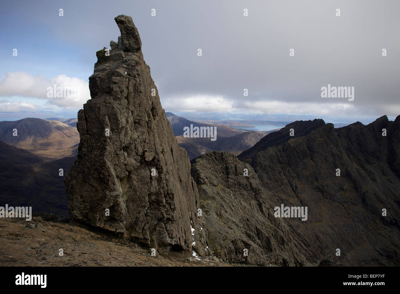 The Inaccessible Pinnacle on the Cuillin Ridge, Isle of Skye, Scotland Stock Photo