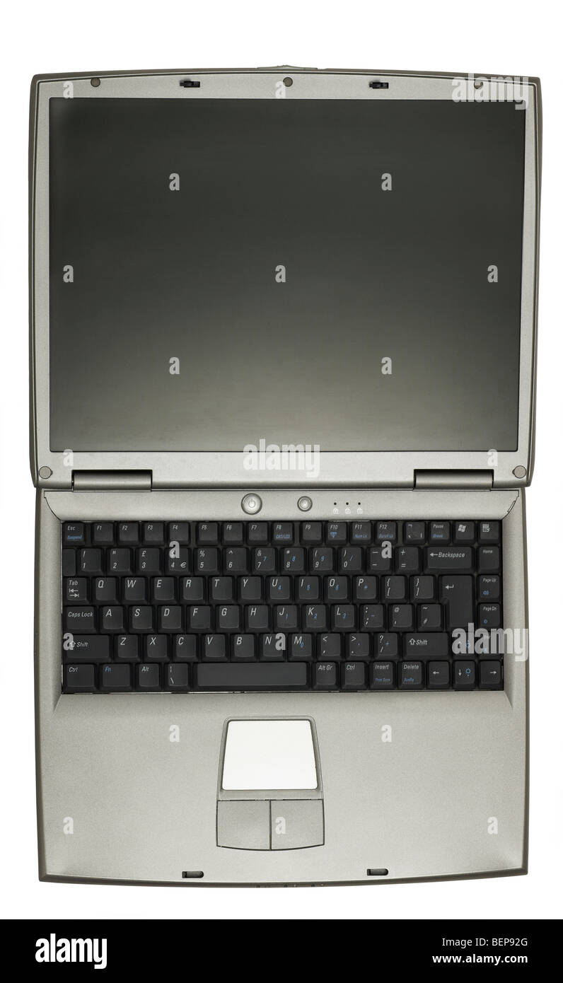 A typical silver gray laptop approx 2005 Stock Photo - Alamy