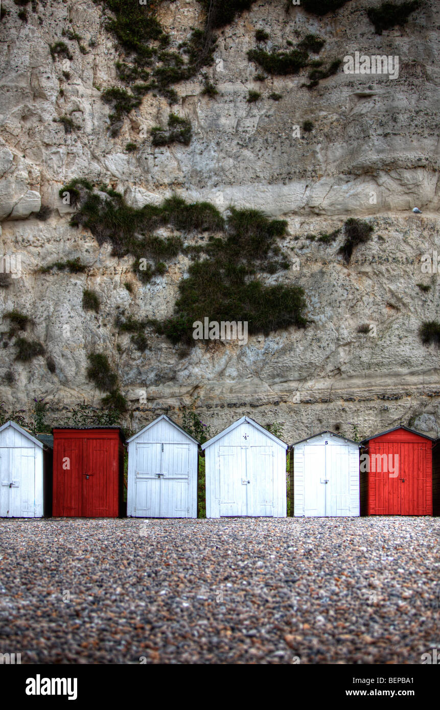 Beach huts, Beer, Devon Stock Photo