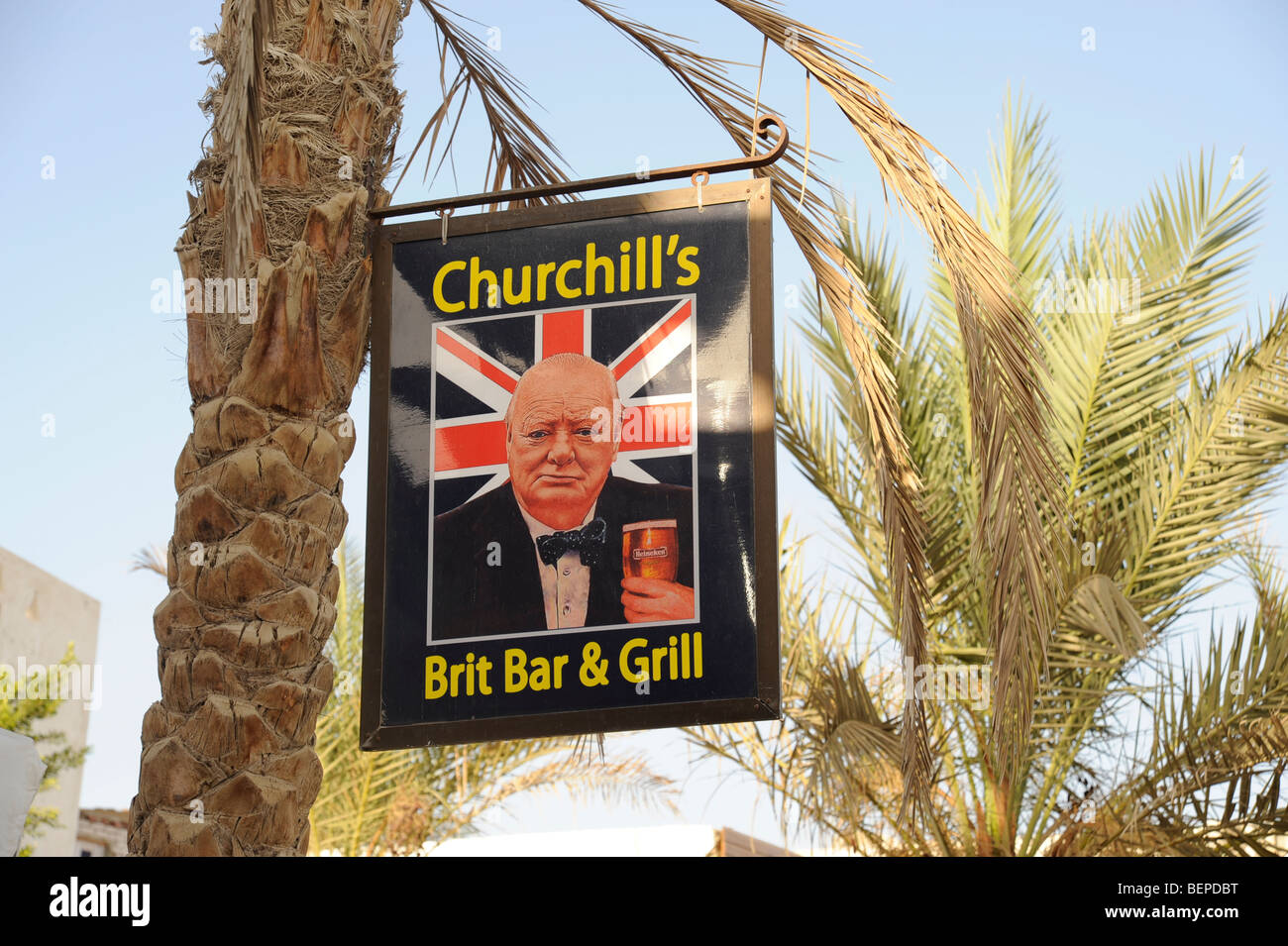 Churchill's a British bar abroad Stock Photo