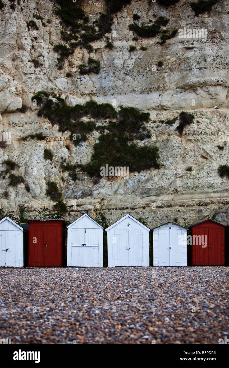 Beach huts, Beer, Devon Stock Photo