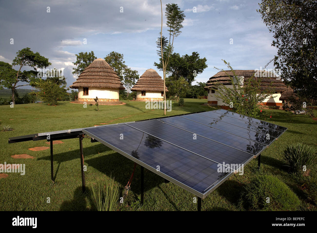 UGANDA The Haven Resort near Jinja. Solar electric cells. PHOTO by SEAN SPRAGUE Stock Photo