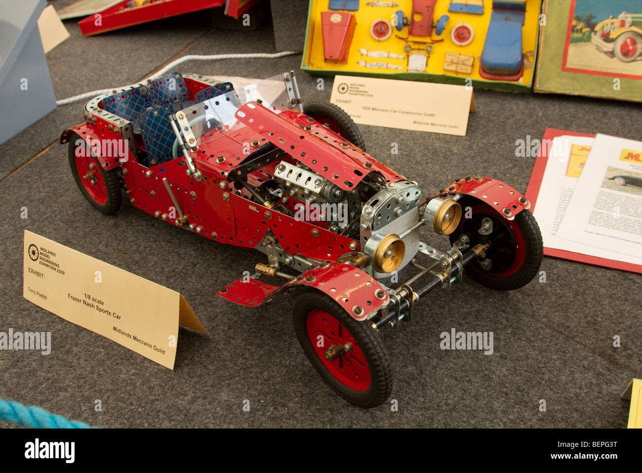 a toy sports car made with meccano Stock Photo