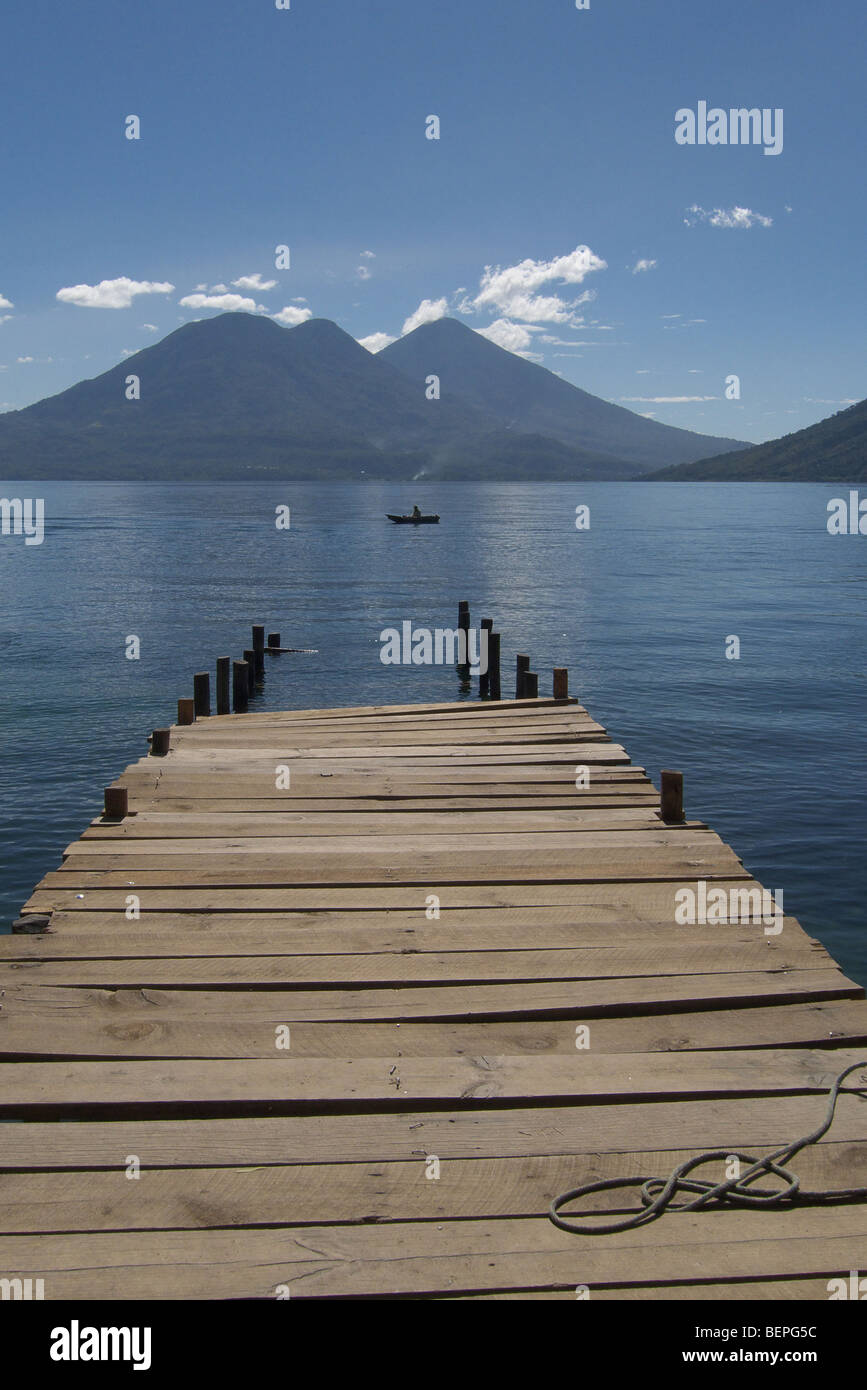 GUATEMALA Lake Atitlan, from San Marcus La Laguna. Landing jetty for boats. PHOTO BY SEAN SPRAGUE 2009 Stock Photo