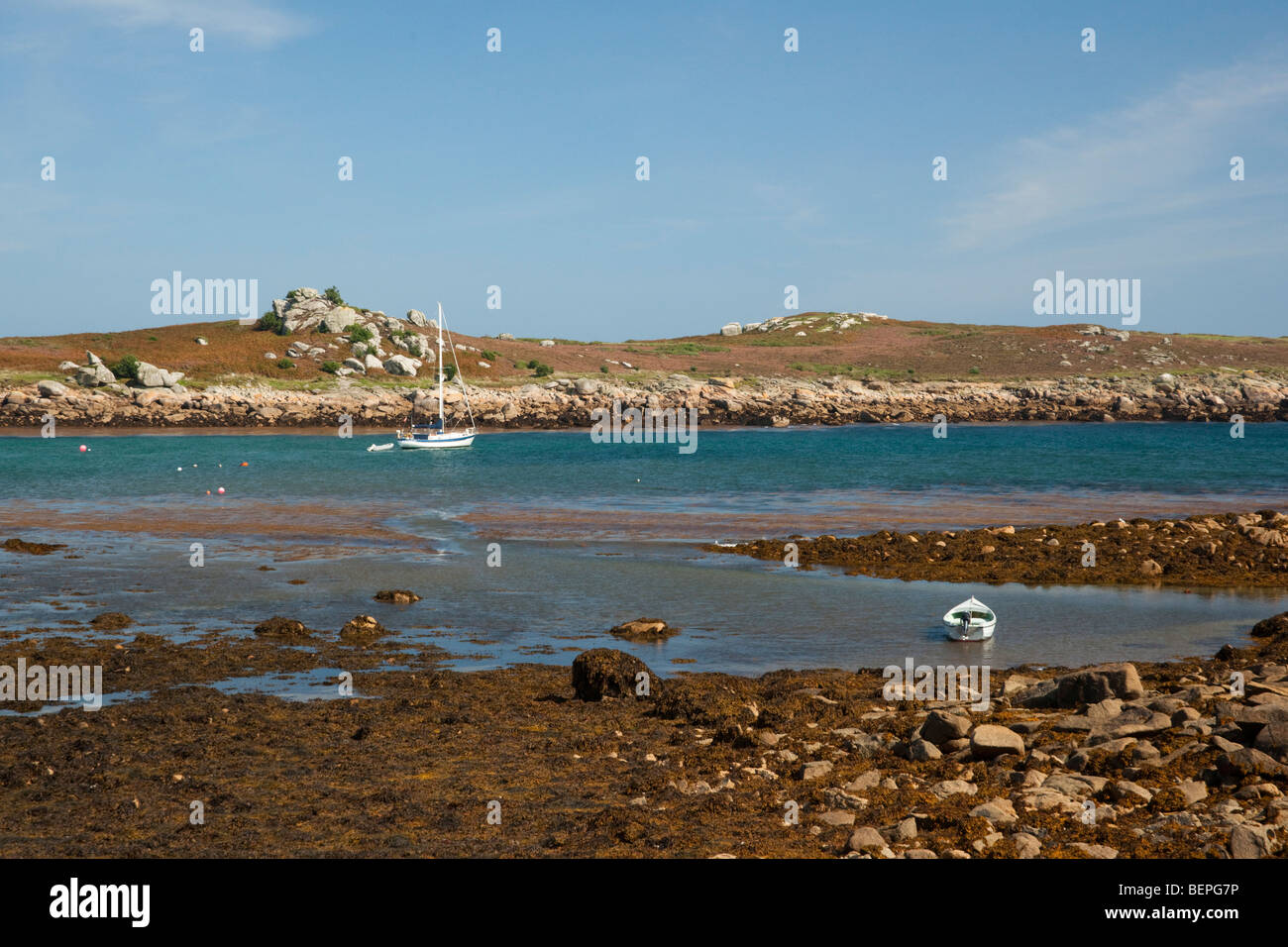 The island of Gugh viewed from St. Agnes, Isles of Scilly Stock Photo
