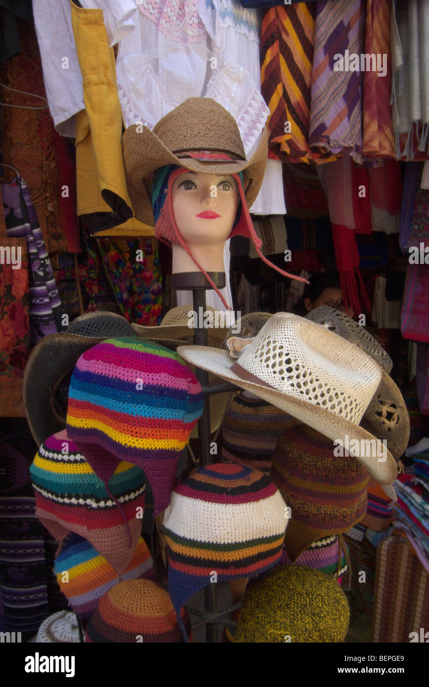 GUATEMALA Hats on sale in Santiago de Atitlan. PHOTO BY SEAN SPRAGUE 2009 Stock Photo