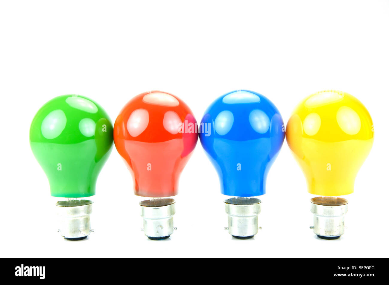 Colored light bulbs isolated against a white background Stock Photo Alamy