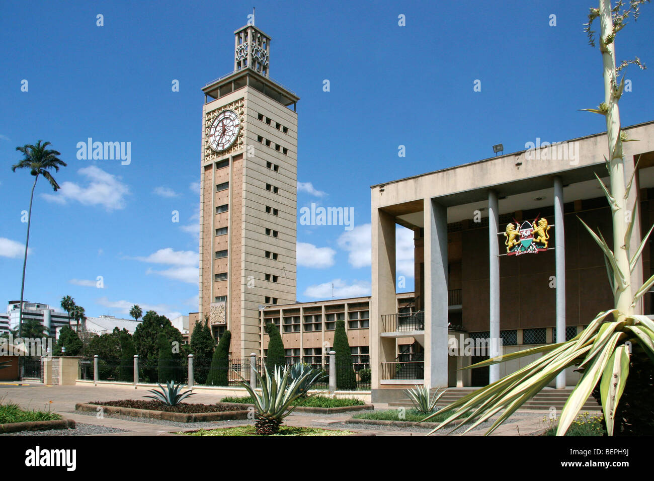 Parliament House clock tower in the capital city Nairobi, Kenya, East