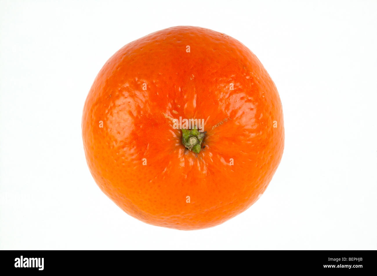 Studio shot of orange suspended in mid air with white background Stock Photo