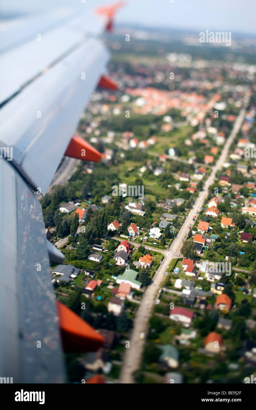 Landscape near Sch nefeld airport from a plane, Germany Stock Photo