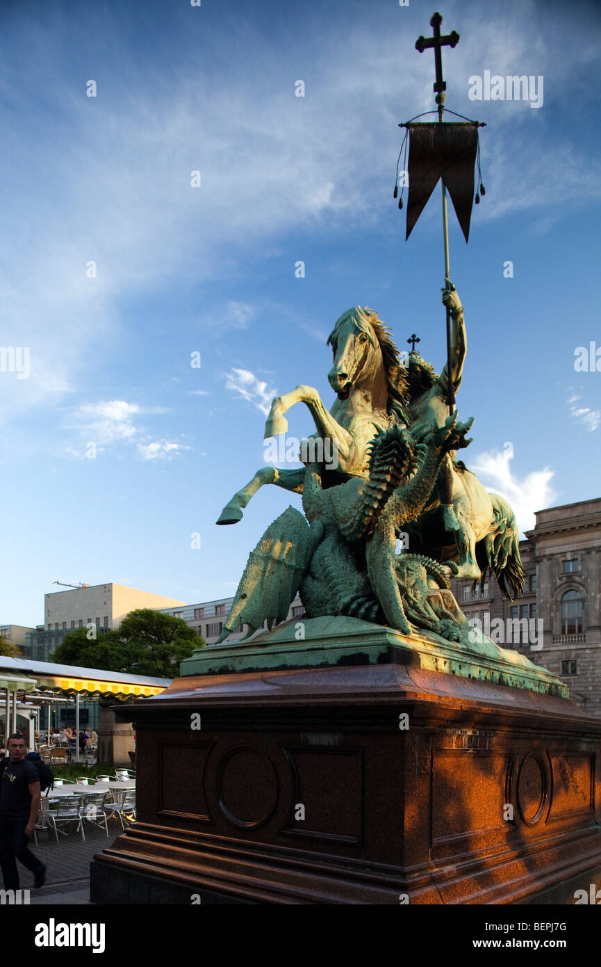 Saint George statue, Nikolaiviertel, Berlin, Germany Stock Photo