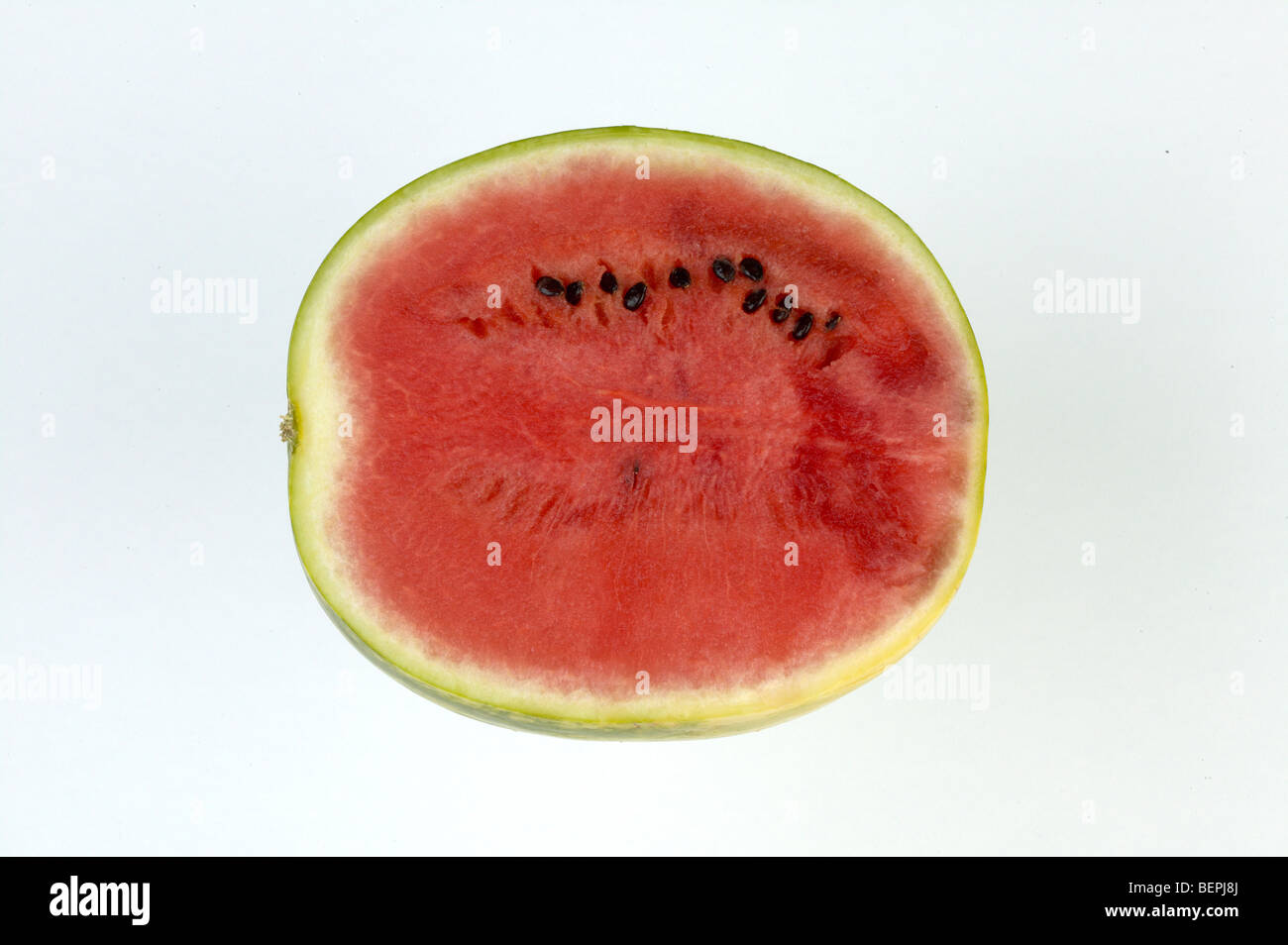 Studio shot of water melon cut in half and suspende in mid air Stock Photo