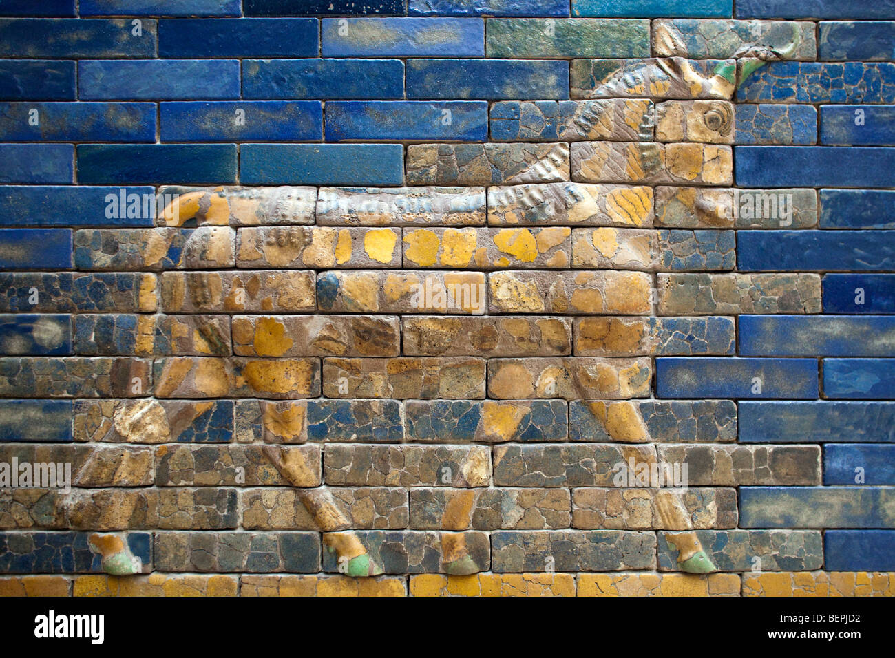 Bas-relief of an auroch, Ishtar Gate, Pergamon Museum, Berlin, Germany Stock Photo