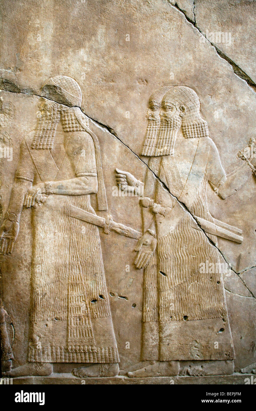 Assyrian bas-relief (8th-7th century BC), Pergamon Museum, Berlin, Germany Stock Photo