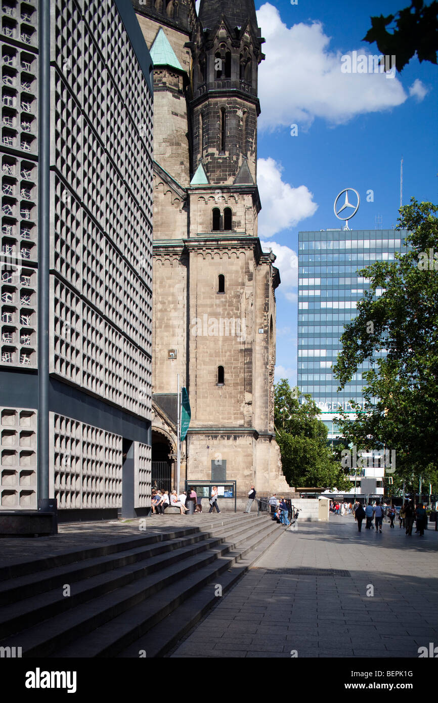 The new and original buildings of Kaiser Wilhelm Memorial Church, Berlin, Germany Stock Photo