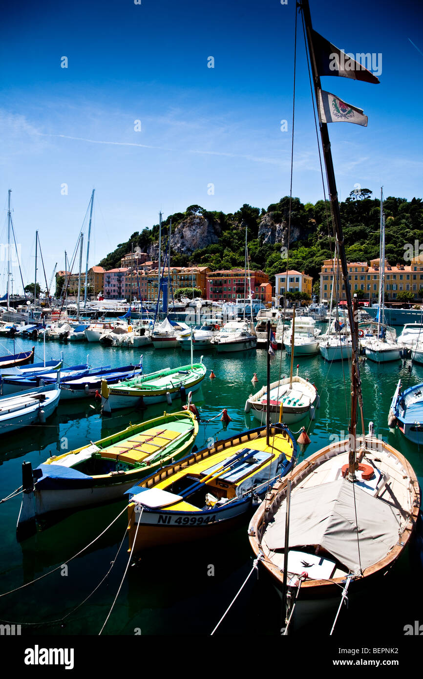 Yachts in Nice marina Stock Photo