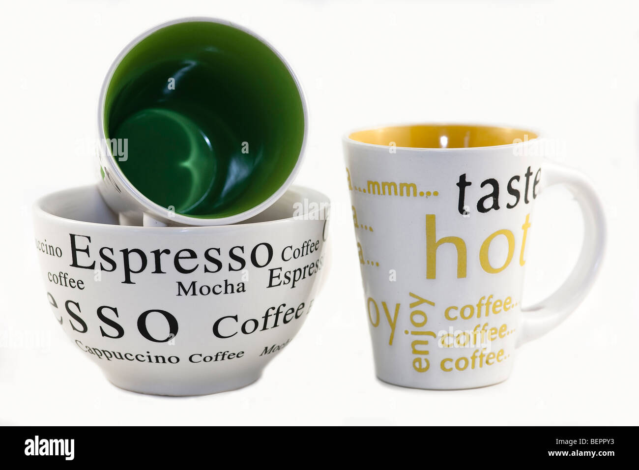 tea cup caffe espresso with coffee cup white background taste enjoy