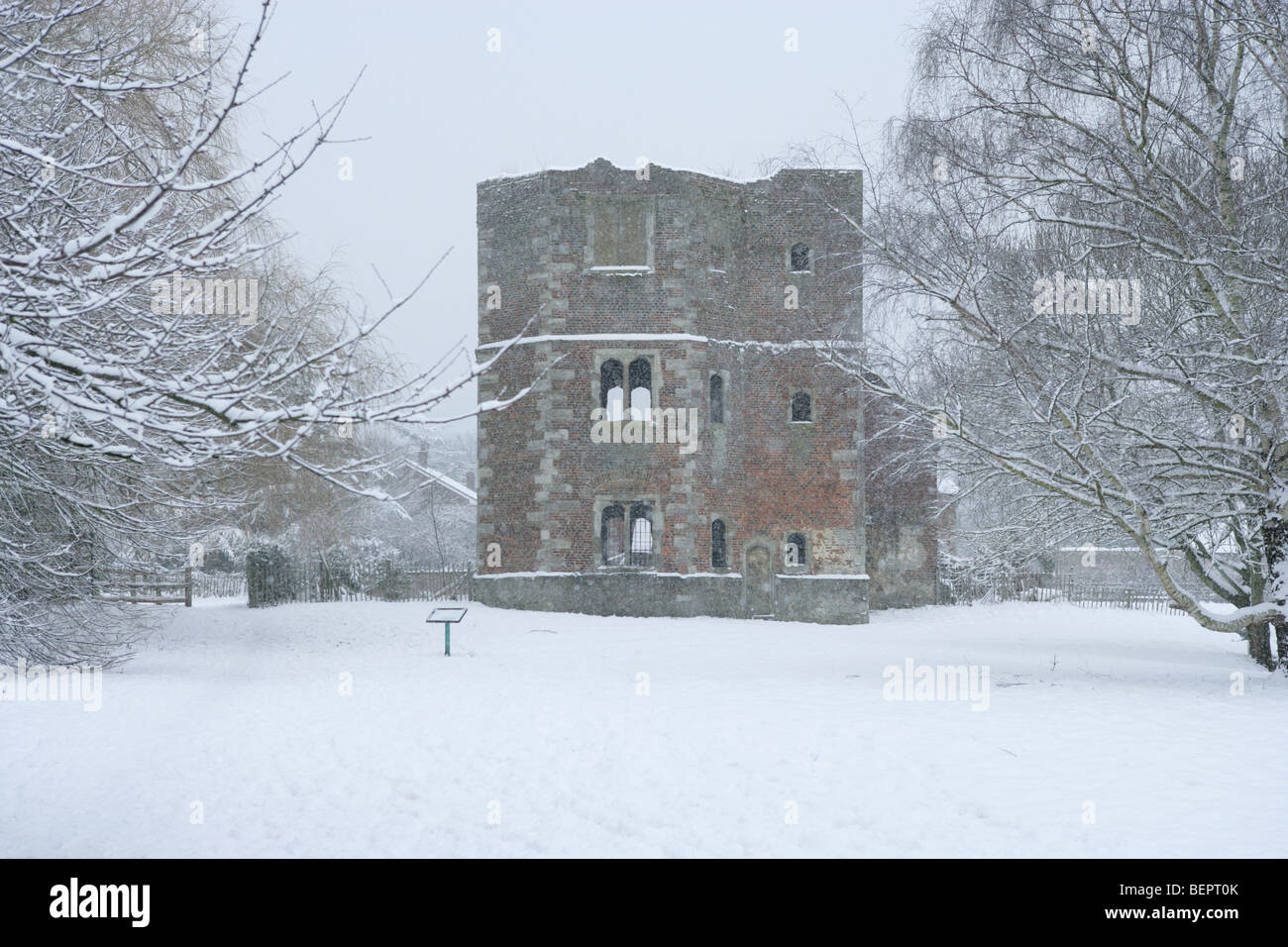 Otford Palace in snow Stock Photo