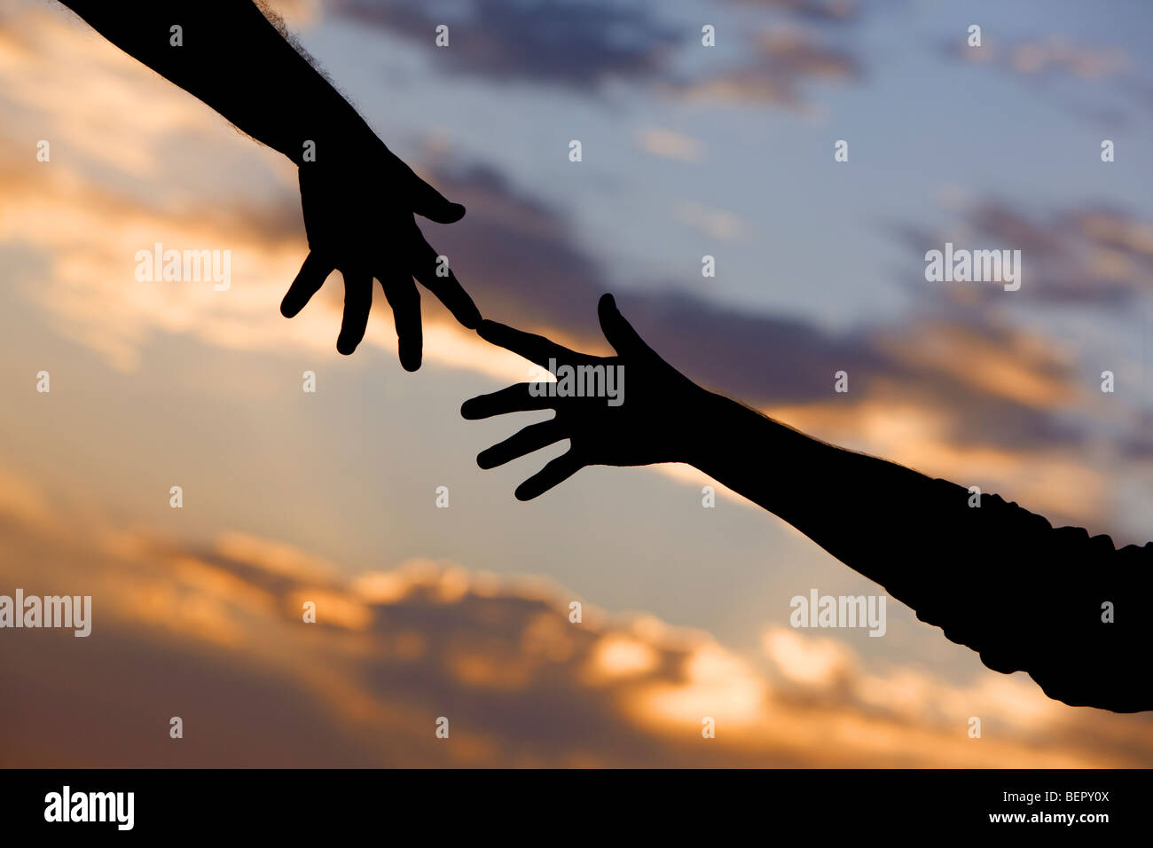 Hand reaching out or pulling away. Stock Photo
