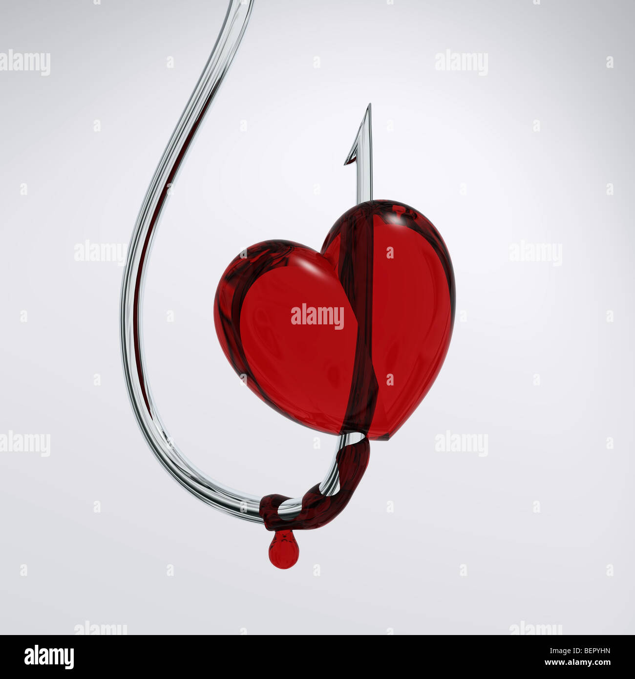 bloody heart on a hook Stock Photo
