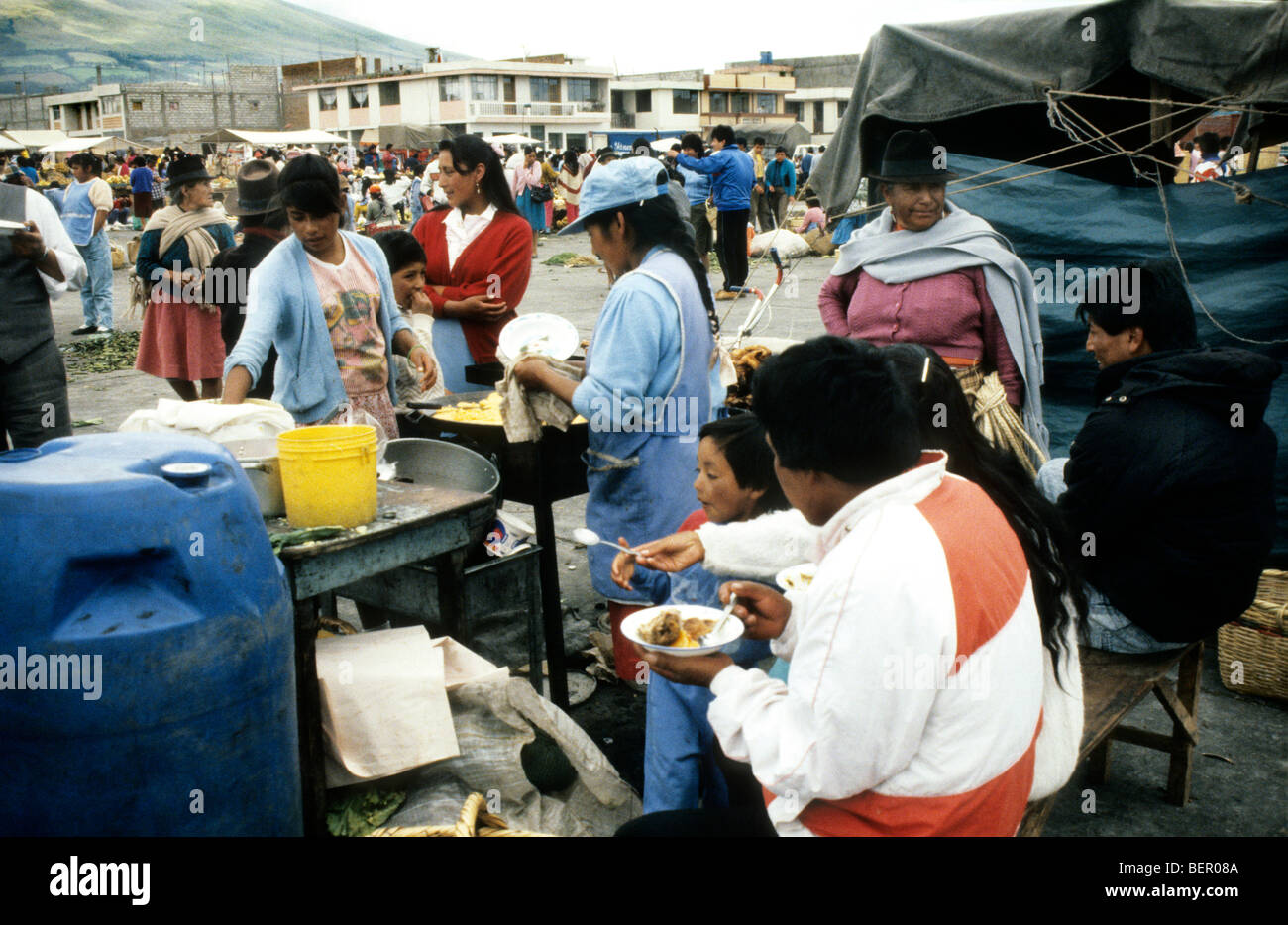 Ecuador market fast, fried food. Stock Photo