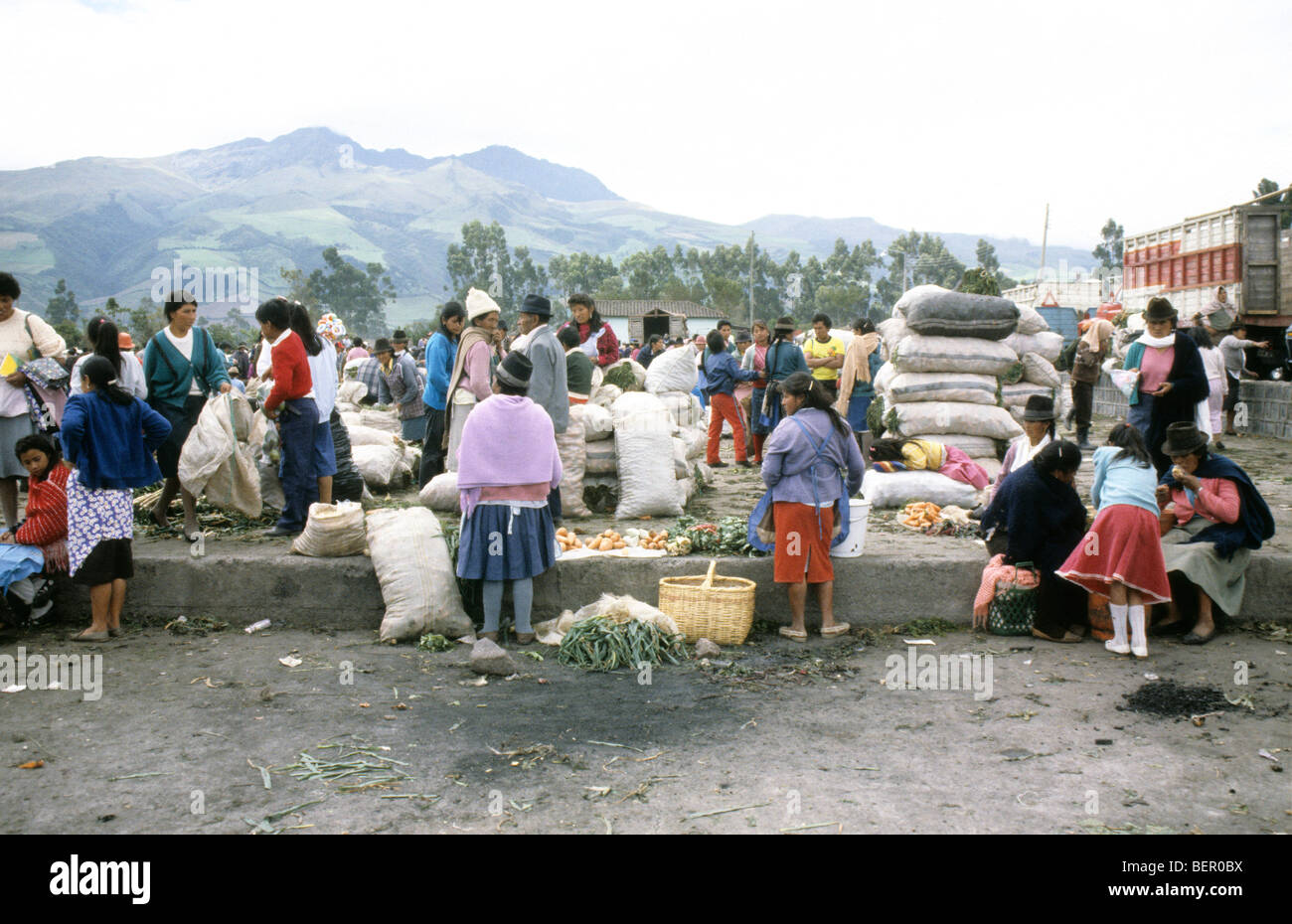 Edge of local vegetable market in the highlands Ecuador Stock Photo