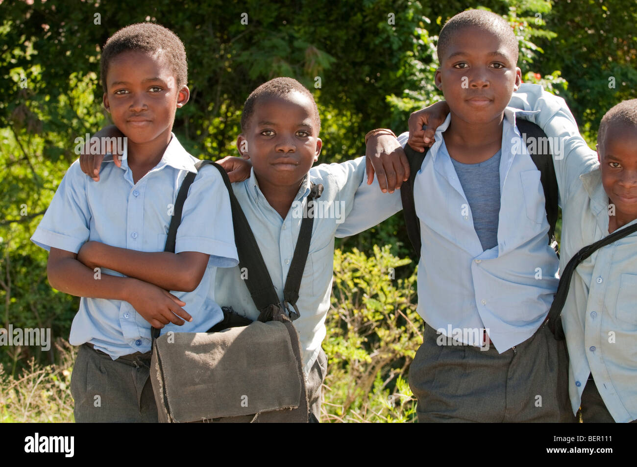 School boys heading home near Durban South Africa Stock Photo
