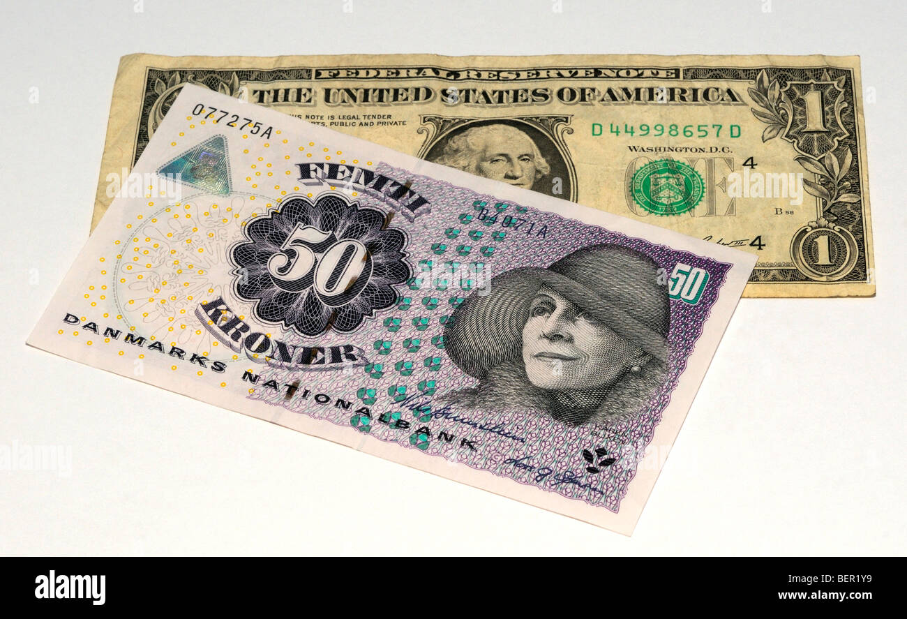 US Dollar and Danish Kroner Bank Notes Stock Photo - Alamy