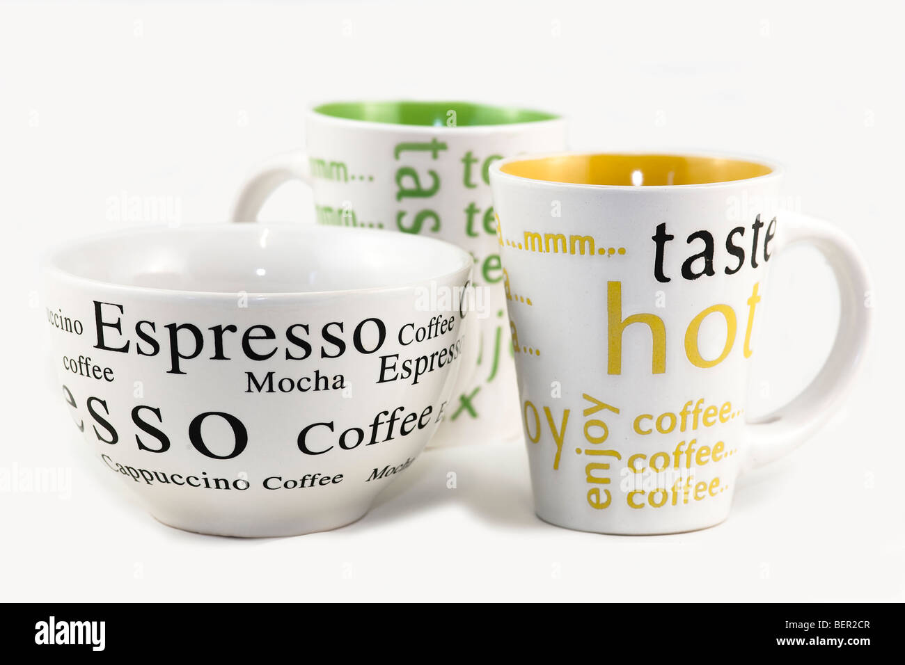 tea cup caffe espresso with coffee cup white background taste enjoy