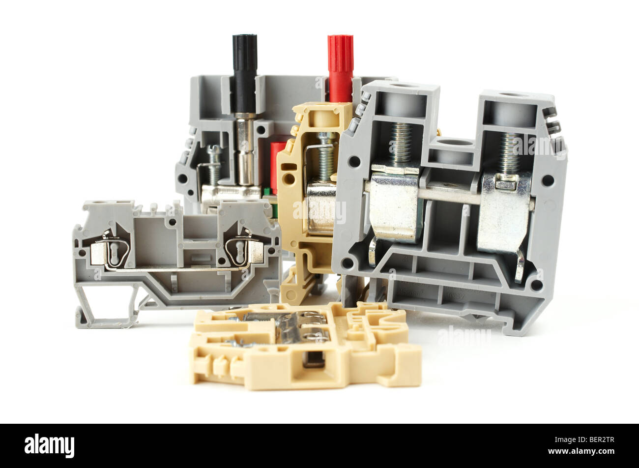 Industrial terminal blocks (or clamps) isolated on white background Stock Photo Alamy