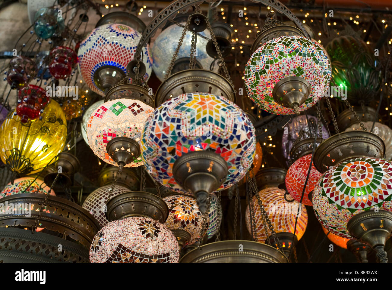 Lamps at a Bazaar in Istanbul Stock Photo