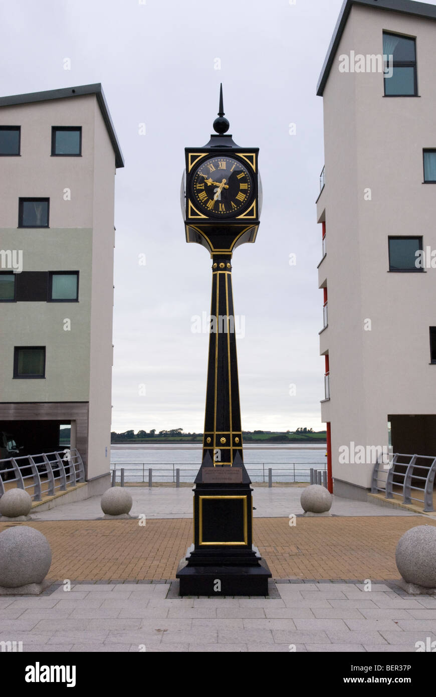 Clock at Victoria Dock, Caernarfon, Wales Stock Photo Alamy