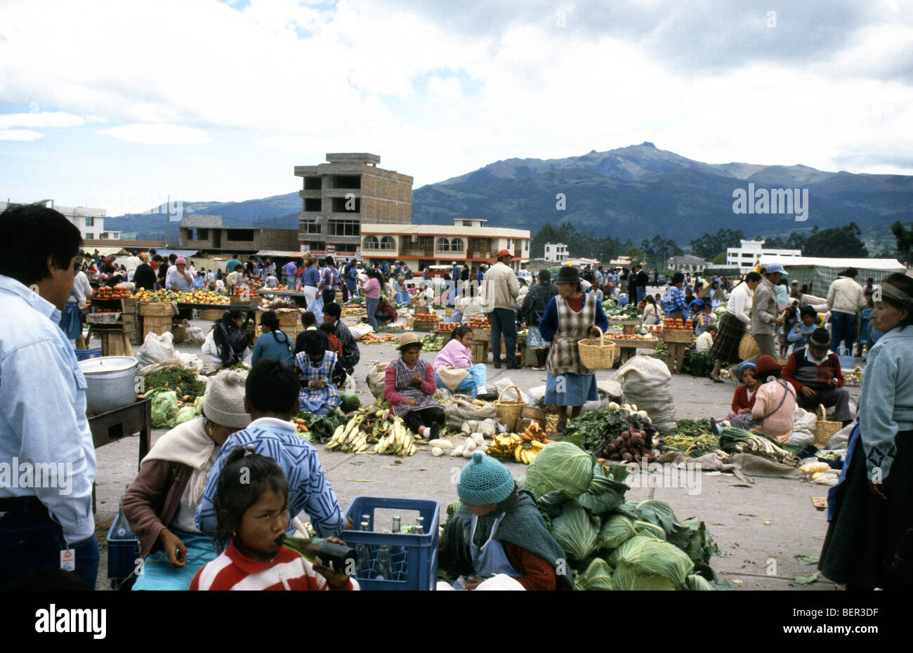 Local vegetable market in upland Ecuador. Stock Photo