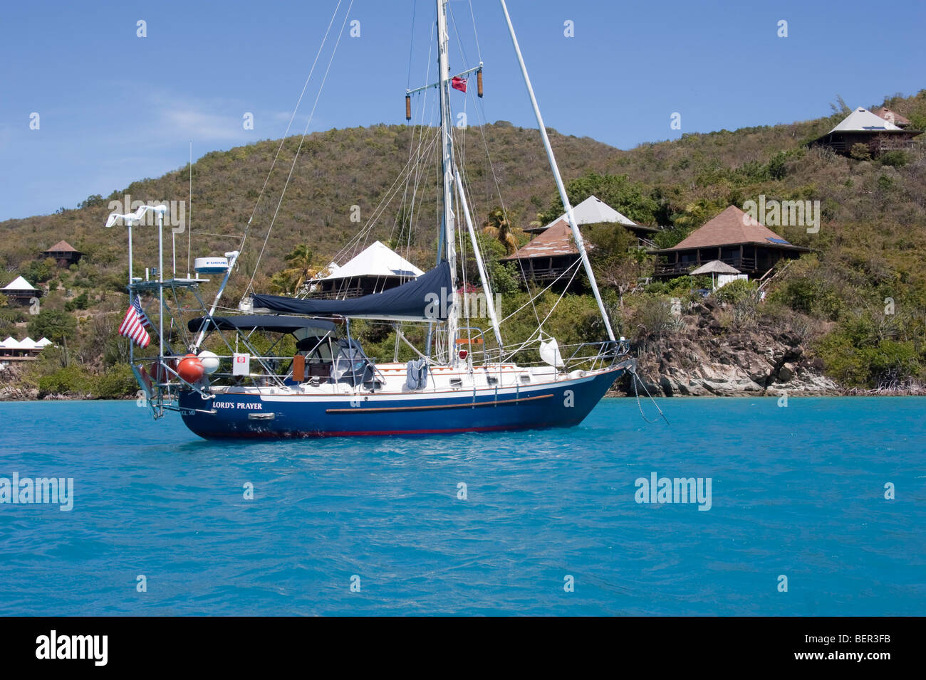 Sailing Vessel LORD'S PRAYER on the anchor at Bitter End, Gorda Sound Stock Photo Alamy