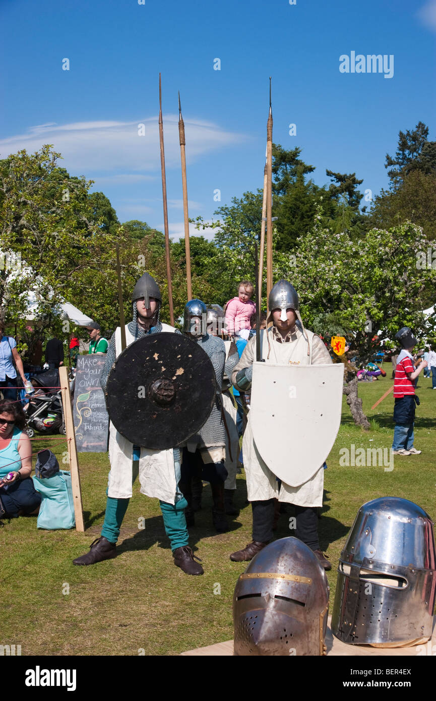Traquair Mediaeval fair 2009 knights in armour Stock Photo