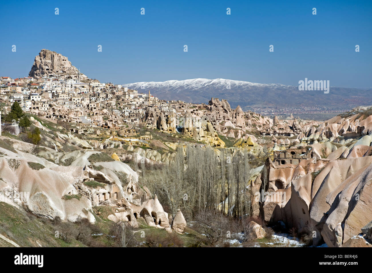 Uchisar town in Goreme Valley, Cappadocia Turkey Stock Photo