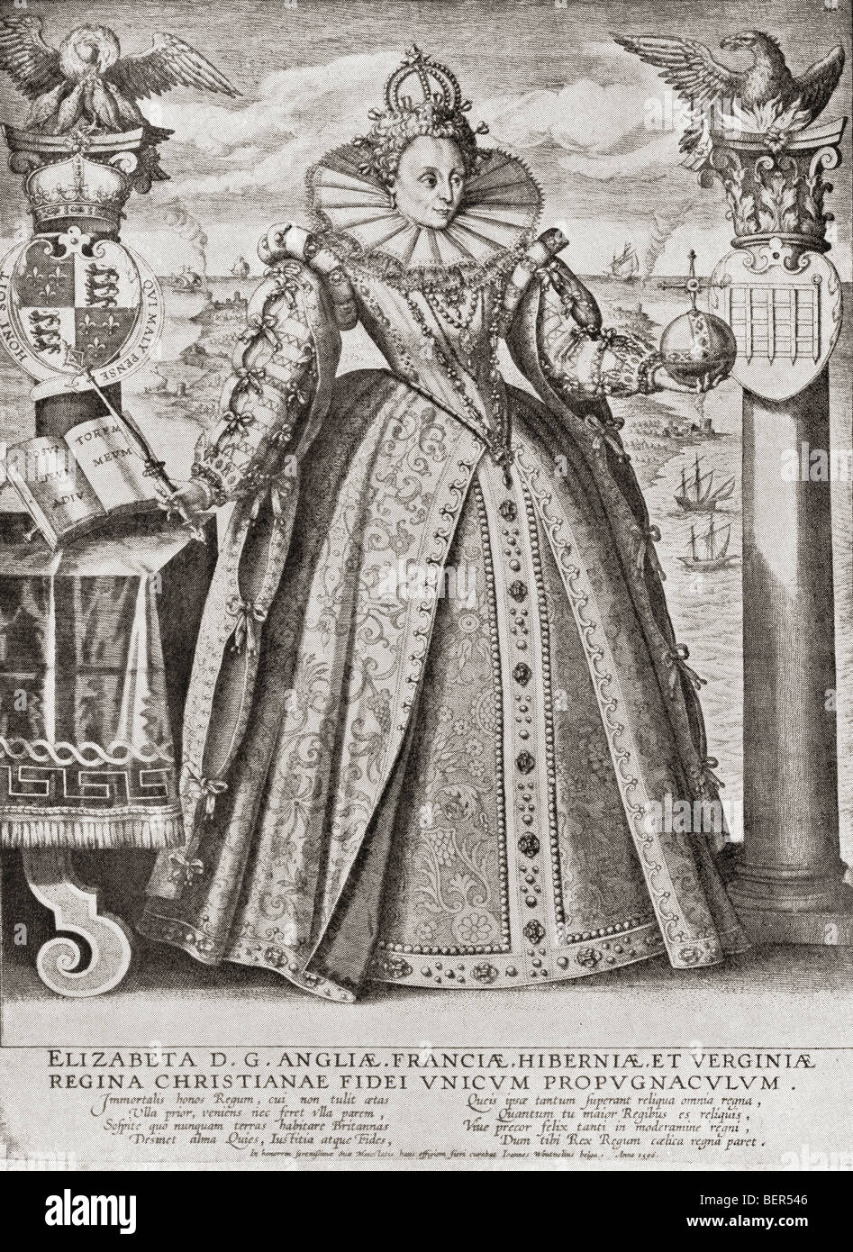 Elizabeth I, 1533 to 1603. Elizabeth depicted in 1596. Queen of England and Ireland.
