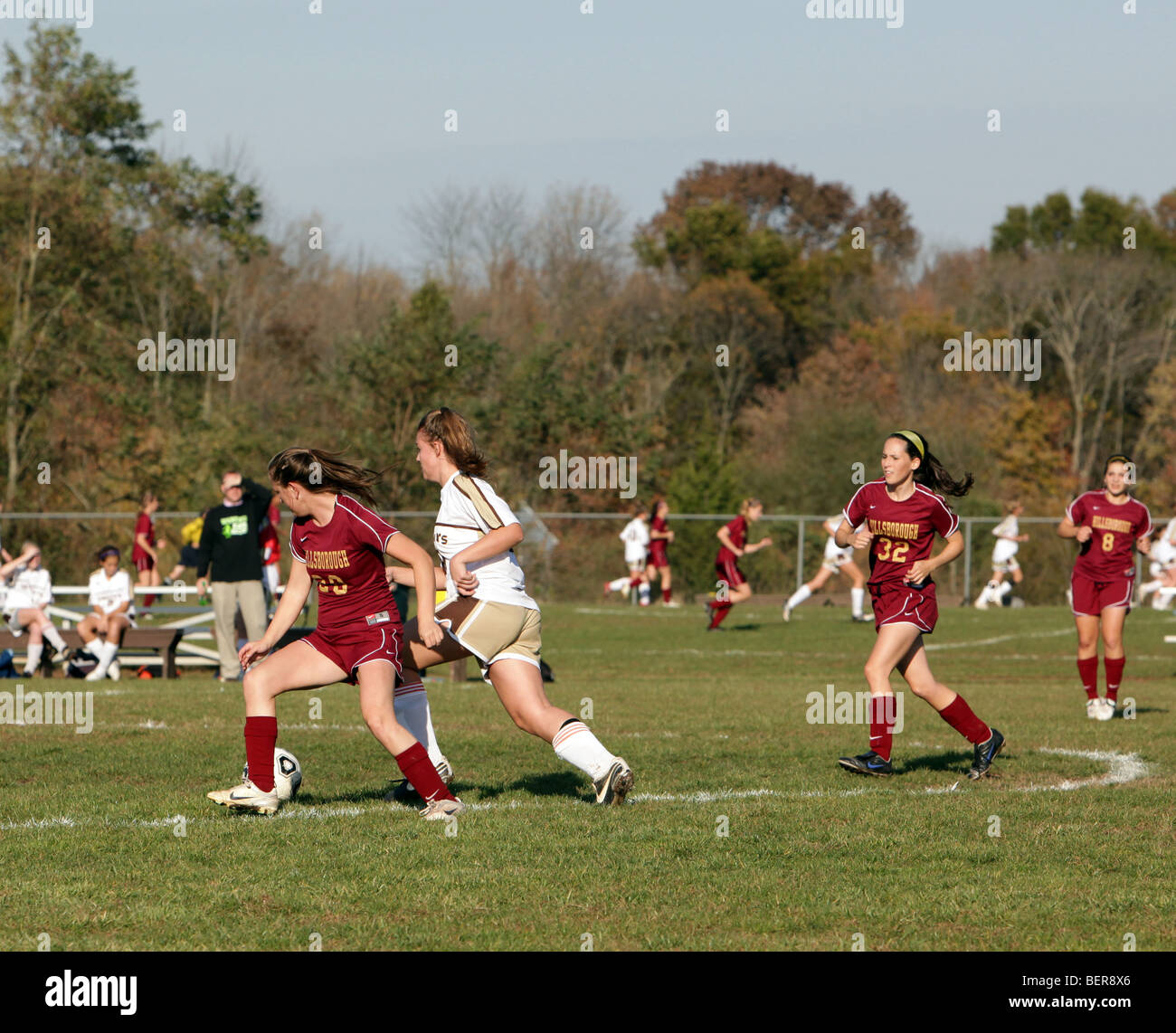 Teenage girls playing high school soccer football Stock Photo Alamy