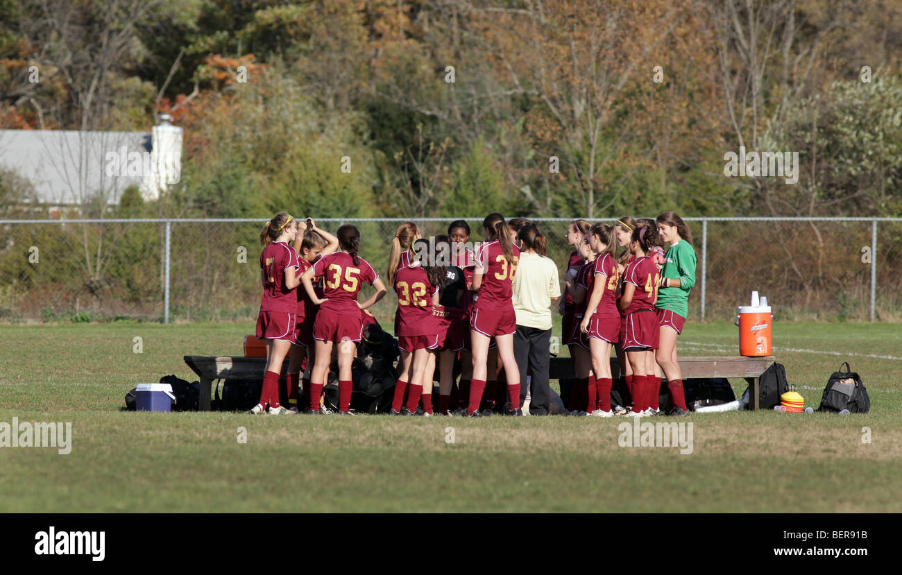 Teenage girls playing high school soccer football Stock Photo Alamy