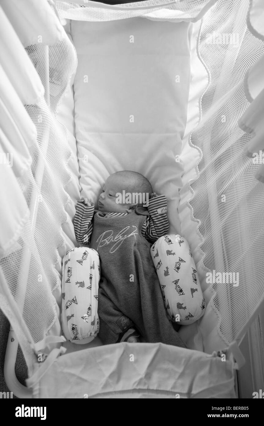 Newborn baby lying in a hanging cradle, 11 weeks old Stock Photo Alamy