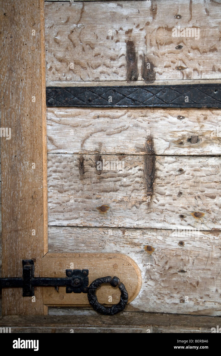 Claw marks of Black Dog of Bungay on church door, Blythburgh church, Suffolk, England Stock Photo